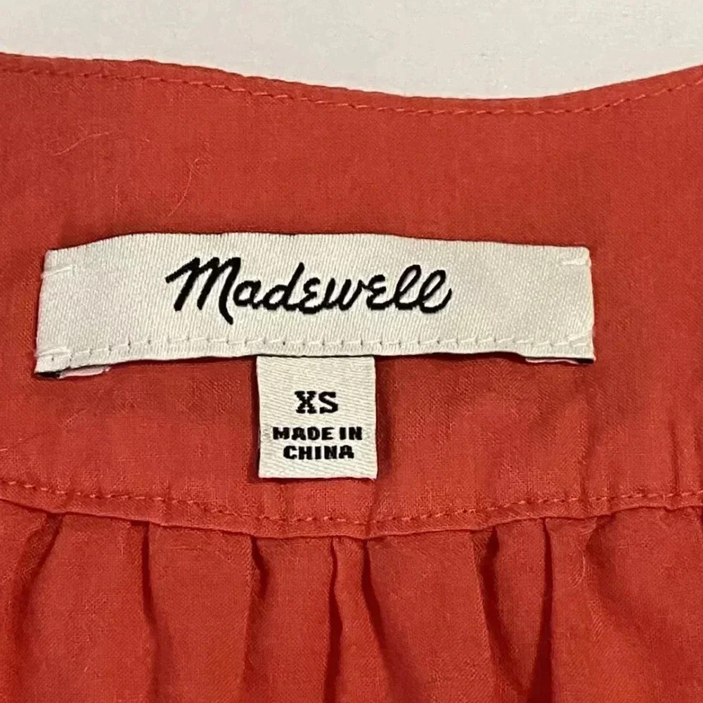 Madewell Top Angelica Rusty Orange Eyelet Short Sleeve Blouse Women’s Size XS - Picture 9 of 12